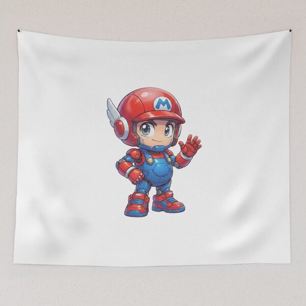 Item preview, Cute Red Blue Chibi Robot Mascot – Futuristic Mini Hero Character designed and sold by Dospart.