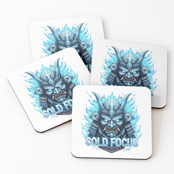 Item preview, Cold Focus Samurai Mask T-Shirt Ice Warrior Blue Flame Anime Streetwear Graphic Tee designed and sold by pradeepvisuals.