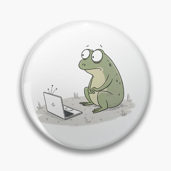 Item preview, Frog Looking at a Tiny Laptop designed and sold by Neural-canvas.