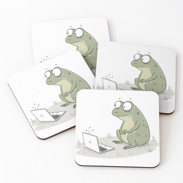 Item preview, Frog Looking at a Tiny Laptop designed and sold by Neural-canvas.
