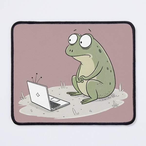Item preview, Frog Looking at a Tiny Laptop designed and sold by Neural-canvas.