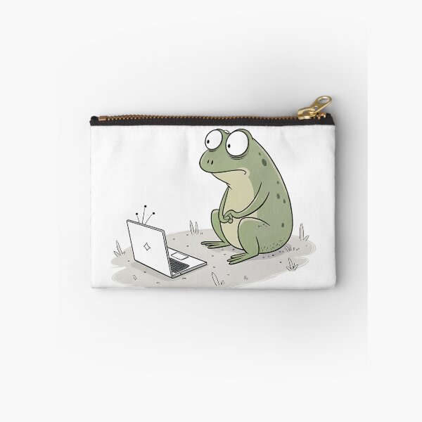 Item preview, Frog Looking at a Tiny Laptop designed and sold by Neural-canvas.