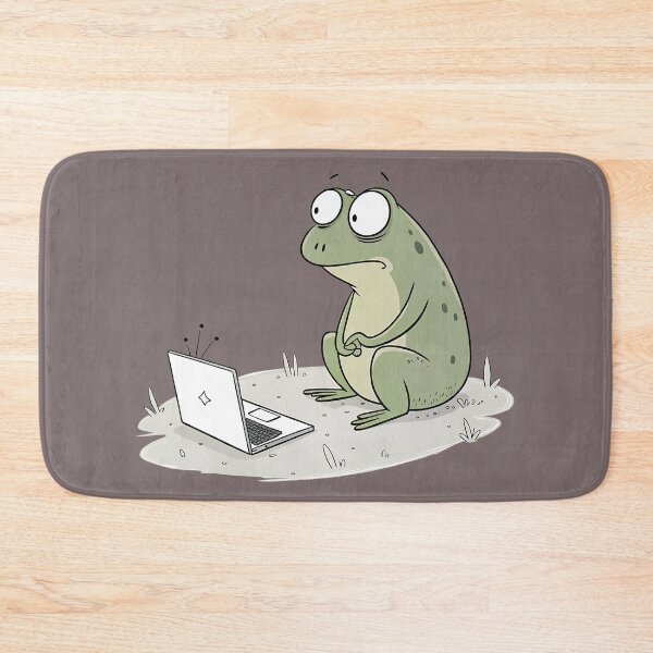 Item preview, Frog Looking at a Tiny Laptop designed and sold by Neural-canvas.