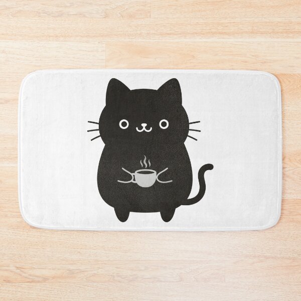 Item preview, Cute Black Cat Drinking Coffee Grain Texture Illustration designed and sold by littleflabby.