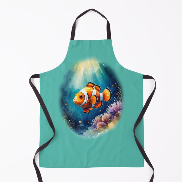 Item preview, Vibrant watercolor clownfish coral reef ocean art underwater painting designed and sold by icemanphotos.