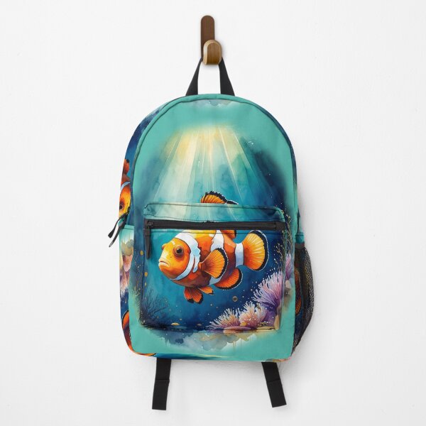 Item preview, Vibrant watercolor clownfish coral reef ocean art underwater painting designed and sold by icemanphotos.