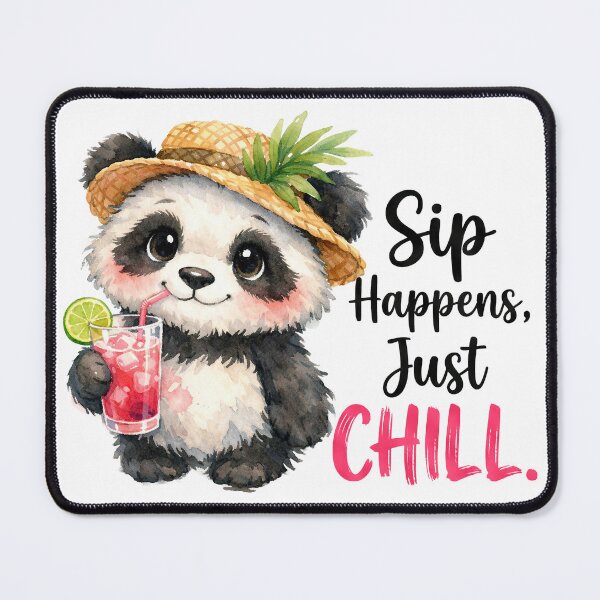 Item preview, Sip Happens Just Chill Funny Summer Panda Watercolor designed and sold by LunaPixelStudio.