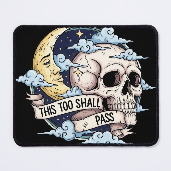 Item preview, This Too Shall Pass Skull and Crescent Moon designed and sold by nuel-art.