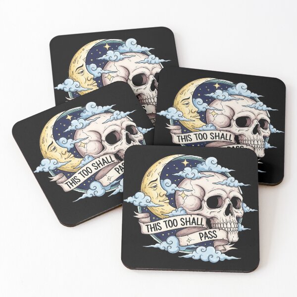 Item preview, This Too Shall Pass Skull and Crescent Moon designed and sold by nuel-art.