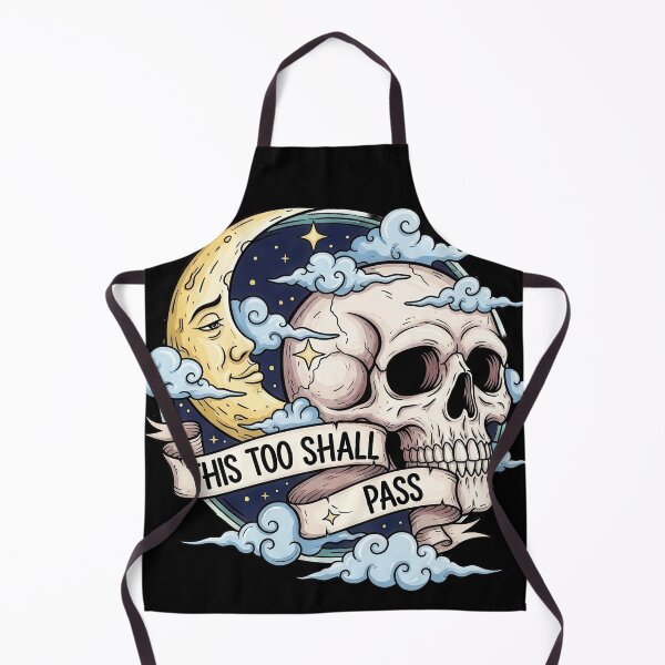 Item preview, This Too Shall Pass Skull and Crescent Moon designed and sold by nuel-art.
