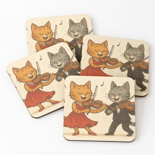 Item preview, Musical pair of cats with violins in vintage style designed and sold by Mauswohn.