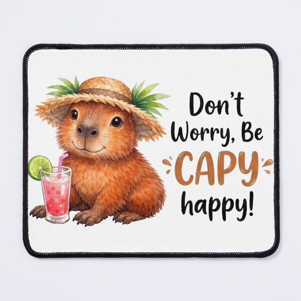 Item preview, Dont Worry Be Capy Happy Funny Summer Capybara Pun designed and sold by LunaPixelStudio.