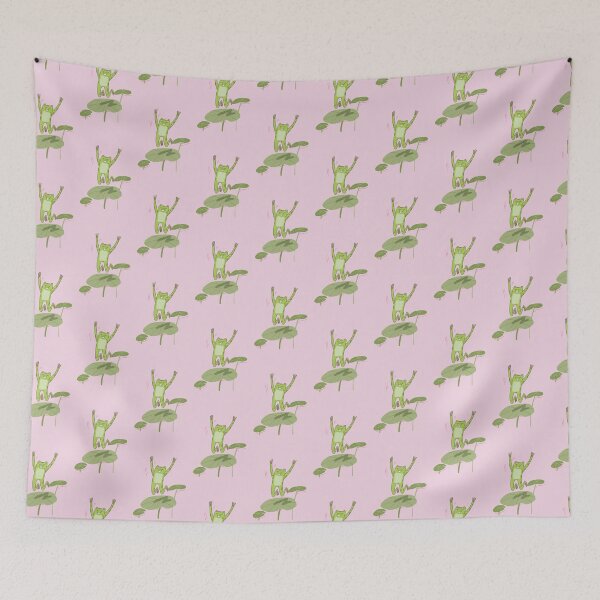 Item preview, Happy frog hops on a lotus leaf, Frog lover, Funny Frog, Animal Illustration designed and sold by anyramagic.
