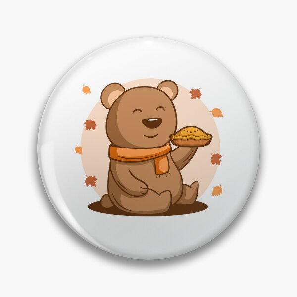 Item preview, Cute Autumn Bear Holding Pumpkin Pie Illustration designed and sold by Claupary.