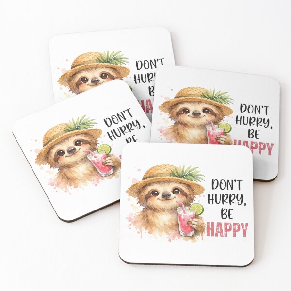 Item preview, Dont Hurry Be Happy Funny Summer Sloth Watercolor designed and sold by LunaPixelStudio.