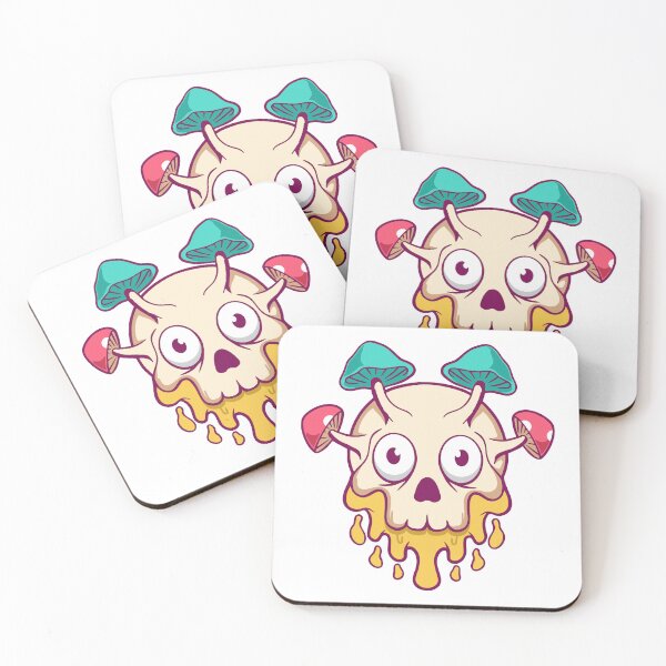 Item preview, Trippy Melting Mushroom Skull Cartoon Illustration designed and sold by Claupary.
