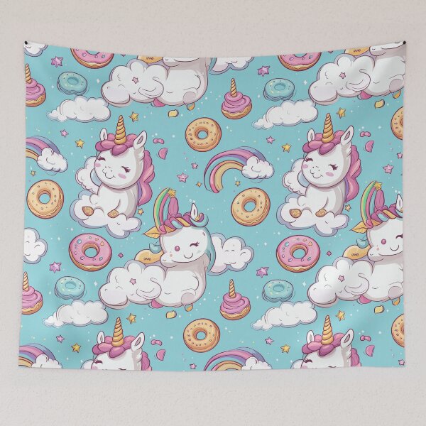 Item preview, Cute unicorn, fantasy world, crystal horn. Seamless pattern designed and sold by Leylita Design.