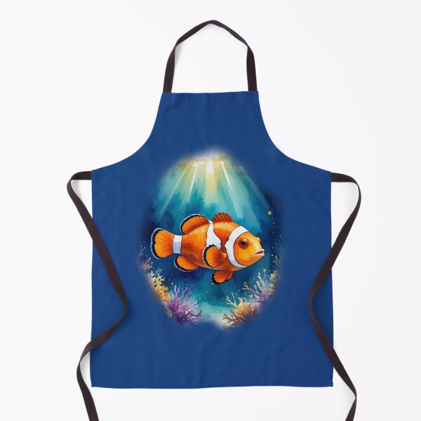 Item preview, Dreamy watercolor clownfish coral reef sunlight ocean art print designed and sold by icemanphotos.