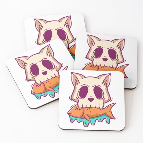 Item preview, Undead Cat Skull Eating Fish Bone Art designed and sold by Claupary.