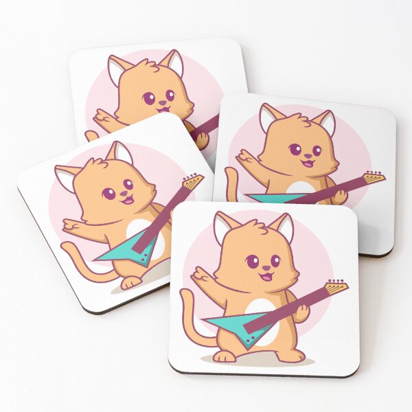 Item preview, Cool Rockstar Cat Playing Electric Guitar designed and sold by Claupary.