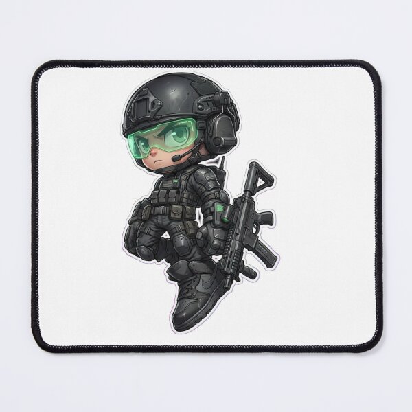 Item preview, Chibi Special Forces Mascot – Armed Cute Combat Soldier Design designed and sold by Dospart.