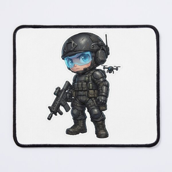 Item preview, Kawaii Military Soldier with Rifle – Tactical Cartoon Hero designed and sold by Dospart.