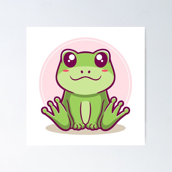 Item preview, Cute Green Frog Sitting Illustration designed and sold by Claupary.