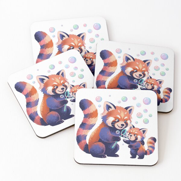 Item preview, Red Panda Mother & Daughter Blowing Bubbles designed and sold by ActOnyx Designs.