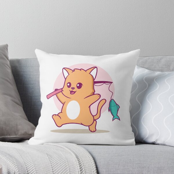 Item preview, Happy Fishing Cat with Blue Fish designed and sold by Claupary.