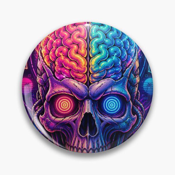 Item preview, “Brain Is Buffering: Neon Cyberpunk Skull with Split Mind and Glitch Reality Vibes” designed and sold by UNIQUELY YOU (UNFILTERED MINDS ONLY).