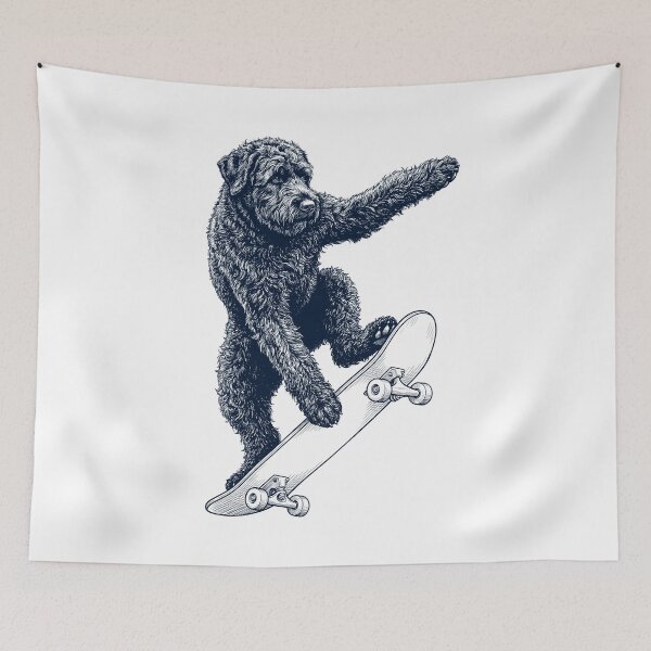 Item preview, Terrier ruso negro vintage, amante del skate y los perros patinadores. designed and sold by DoodleTortle.