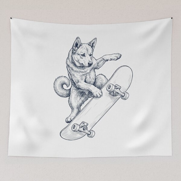 Artikelvorschau, Vintage Canaan Dog Skateboarding Skate Dog Dad Lover entworfen und verkauft von DoodleTortle.