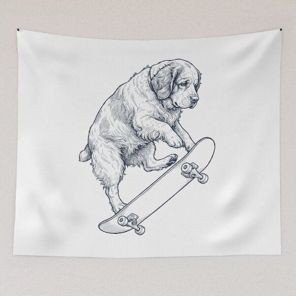 Item preview, Vintage Clumber Spaniel Skateboarding Skate Dog Dad Lover designed and sold by DoodleTortle.