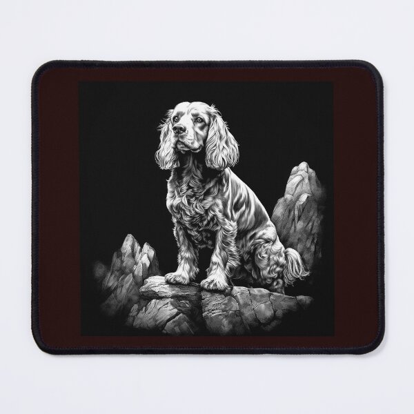 Item preview, Cocker Spaniel Black and White Dog Portrait Illustration designed and sold by inkoutninja.
