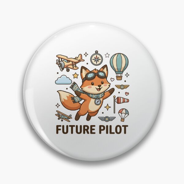Item preview, Cute Fox Future Pilot Kids T-Shirt – Flying Fox Cartoon Design designed and sold by DIRTYSKETCHH.