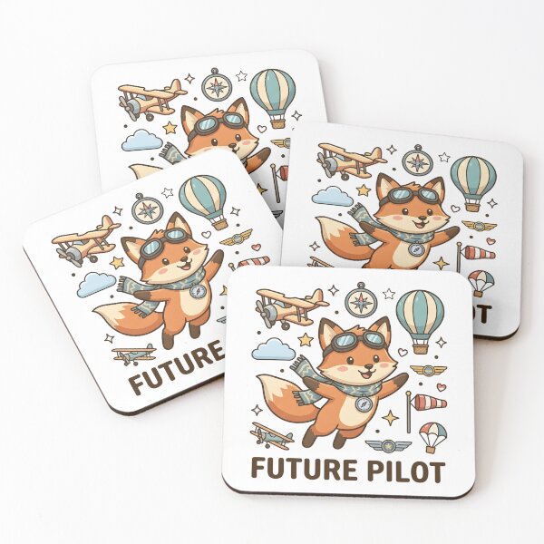 Item preview, Cute Fox Future Pilot Kids T-Shirt – Flying Fox Cartoon Design designed and sold by DIRTYSKETCHH.