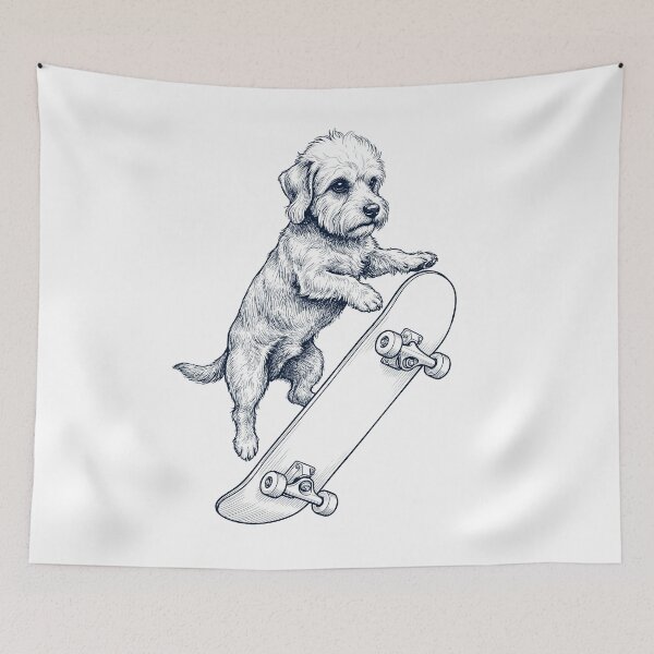 Item preview, Vintage Dandie Dinmont Terrier Skateboarding Skate Dog Dad Lover designed and sold by DoodleTortle.