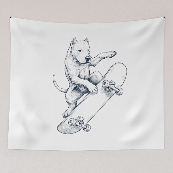 Item preview, Vintage Dogo Argentino Skateboarding Skate Dog Dad Lover designed and sold by DoodleTortle.