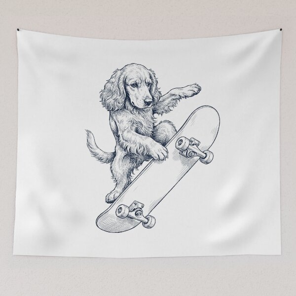 Item preview, Vintage English Cocker Spaniel Skateboarding Skate Dog Dad Lover designed and sold by DoodleTortle.