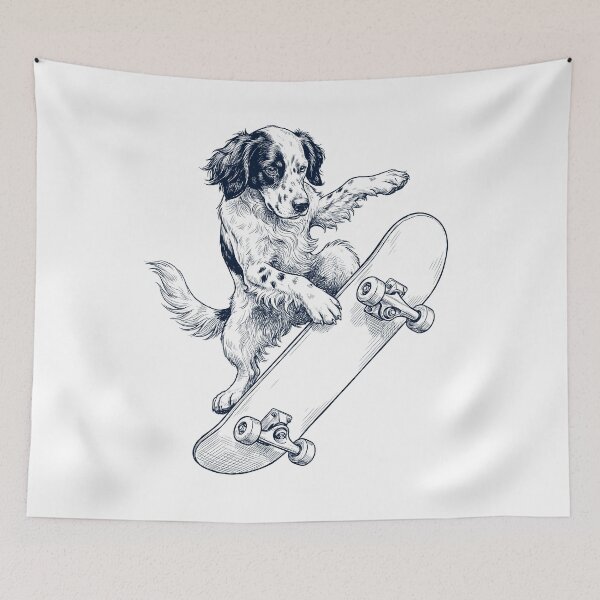 Artikelvorschau, Vintage English Setter Skateboarding Skate Dog Dad Lover entworfen und verkauft von DoodleTortle.