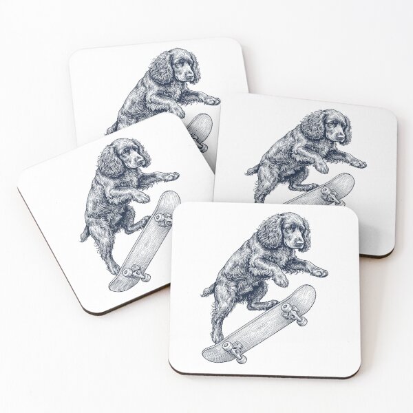 Item preview, Vintage Field Spaniel Skateboarding Skate Dog Dad Lover designed and sold by DoodleTortle.