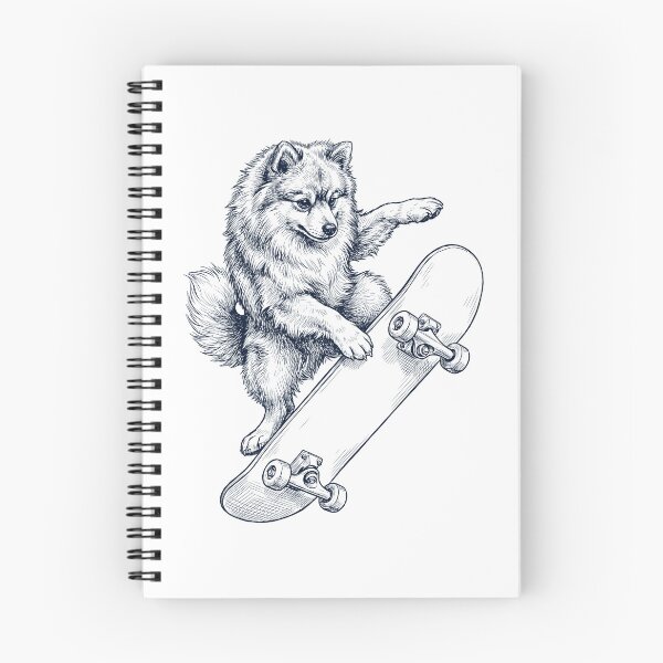 Item preview, Vintage German Spitz Skateboarding Skate Dog Dad Lover designed and sold by DoodleTortle.