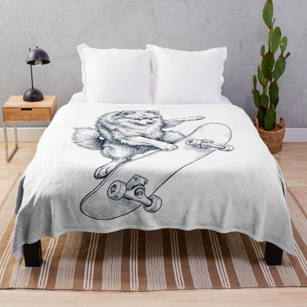 Item preview, Vintage German Spitz Skateboarding Skate Dog Dad Lover designed and sold by DoodleTortle.