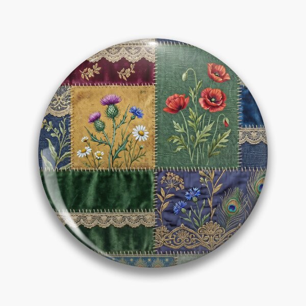 Item preview, Boho Botanical Patchwork with Peacock Feathers designed and sold by JacquiTaylorArt.