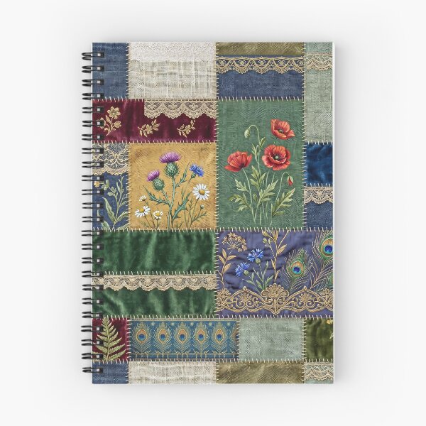 Item preview, Boho Botanical Patchwork with Peacock Feathers designed and sold by JacquiTaylorArt.