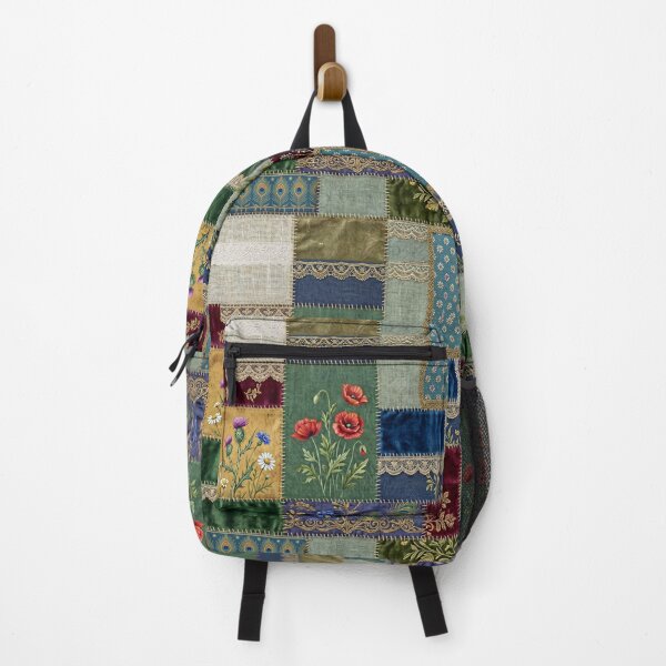 Item preview, Boho Botanical Patchwork with Peacock Feathers designed and sold by JacquiTaylorArt.