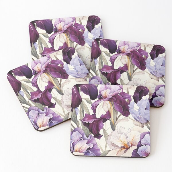 Item preview, Purple and white iris flower seamless pattern designed and sold by Leylita Design.