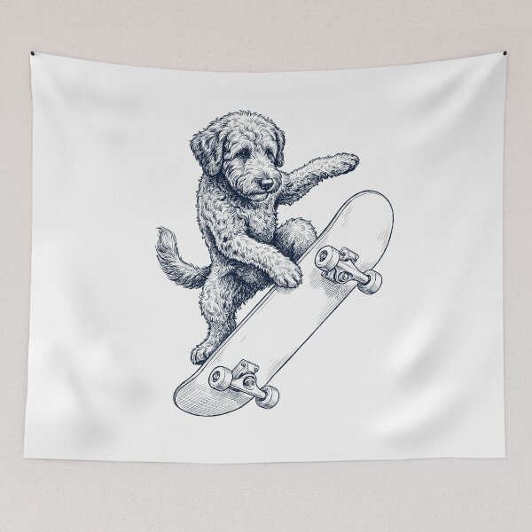 Item preview, Vintage Labradoodle Skateboarding Skate Dog Dad Lover designed and sold by DoodleTortle.