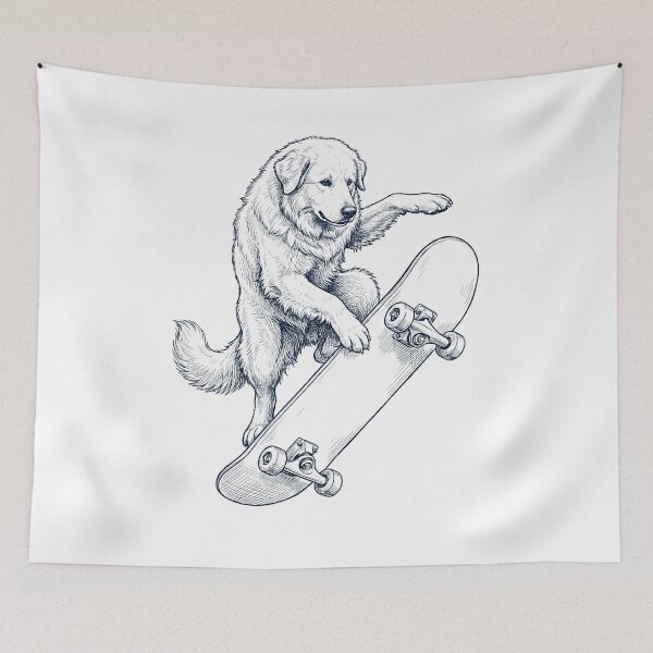 Item preview, Vintage Maremma Sheepdog Skateboarding Skate Dog Dad Lover designed and sold by DoodleTortle.