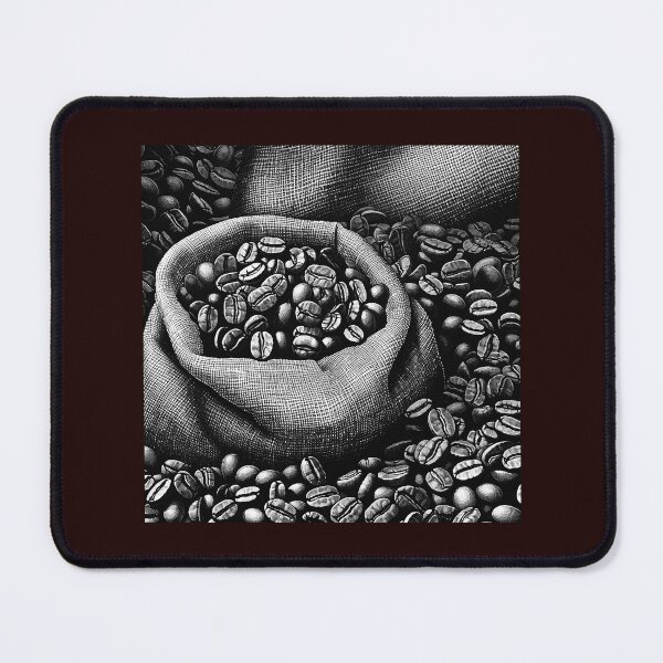 Item preview, Coffee Beans in Burlap Sack Black and White Rustic Illustration designed and sold by inkoutninja.